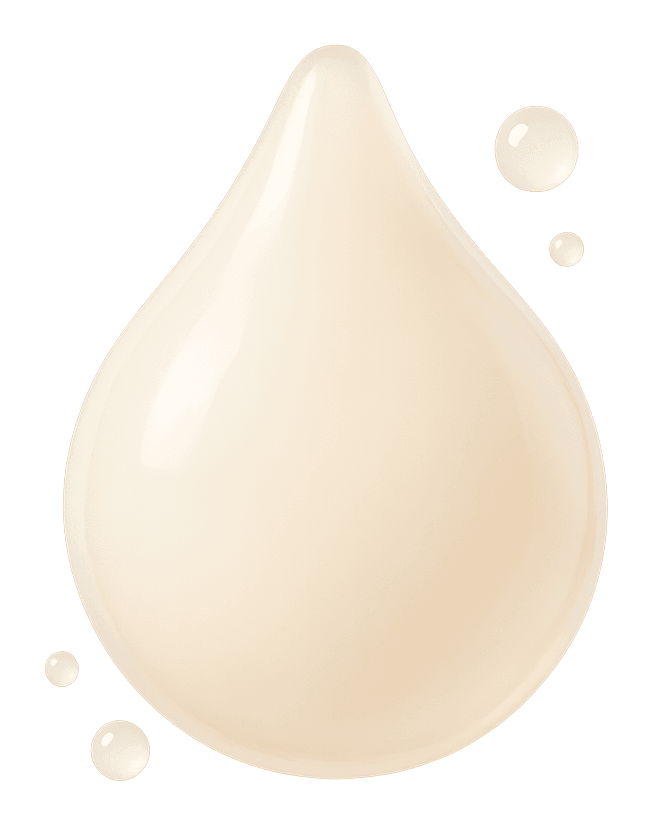 Ilustración de una gota suave y cremosa, de tono blanco lechoso a beige avena muy pálido