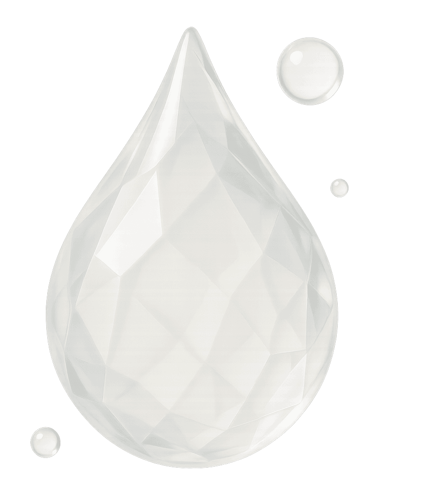 Ilustración de un cristal translúcido incoloro a blanco muy suave con facetas limpias