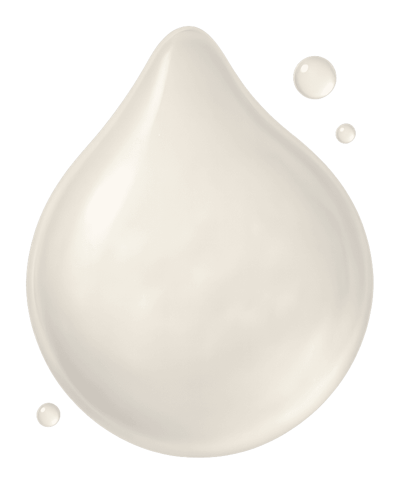 Ilustración de una gota suave, translúcida a semiopaca, de tono blanco lechoso perlado
