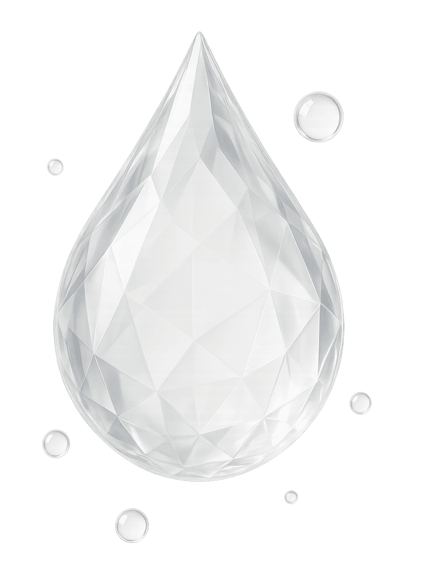 Ilustración de un cristal translúcido incoloro a blanco puro con facetas nítidas