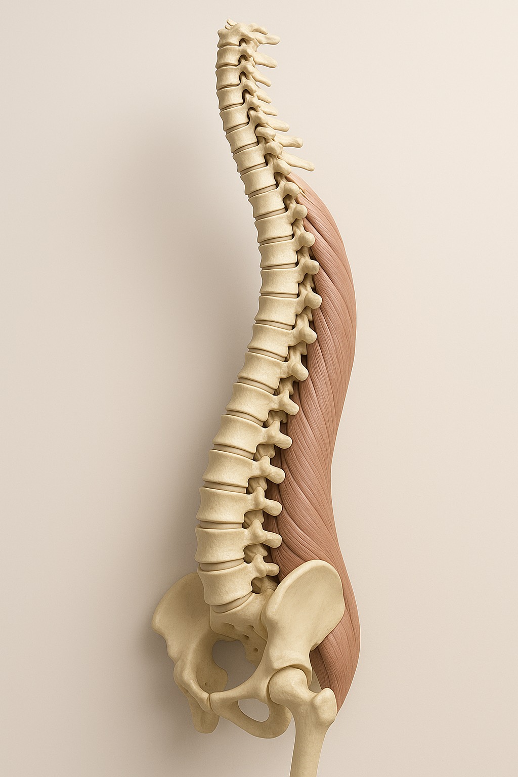 Lámina anatómica de la columna vertebral con sus curvas naturales