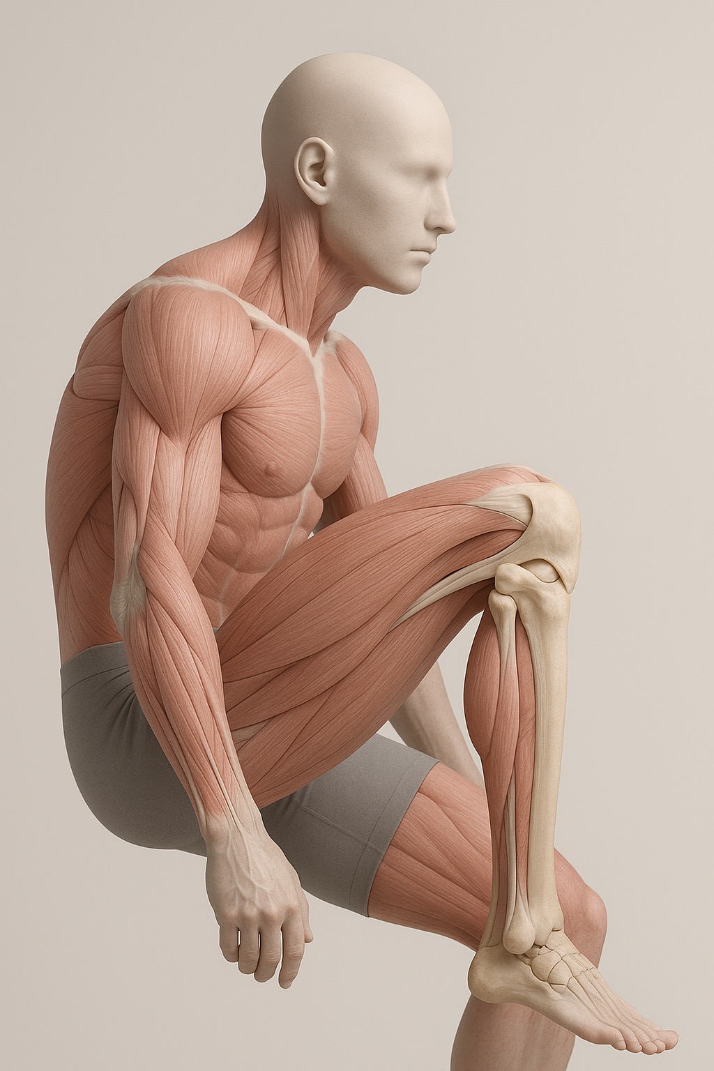 Lámina anatómica de la rodilla con fémur, tibia, rótula, ligamentos y meniscos