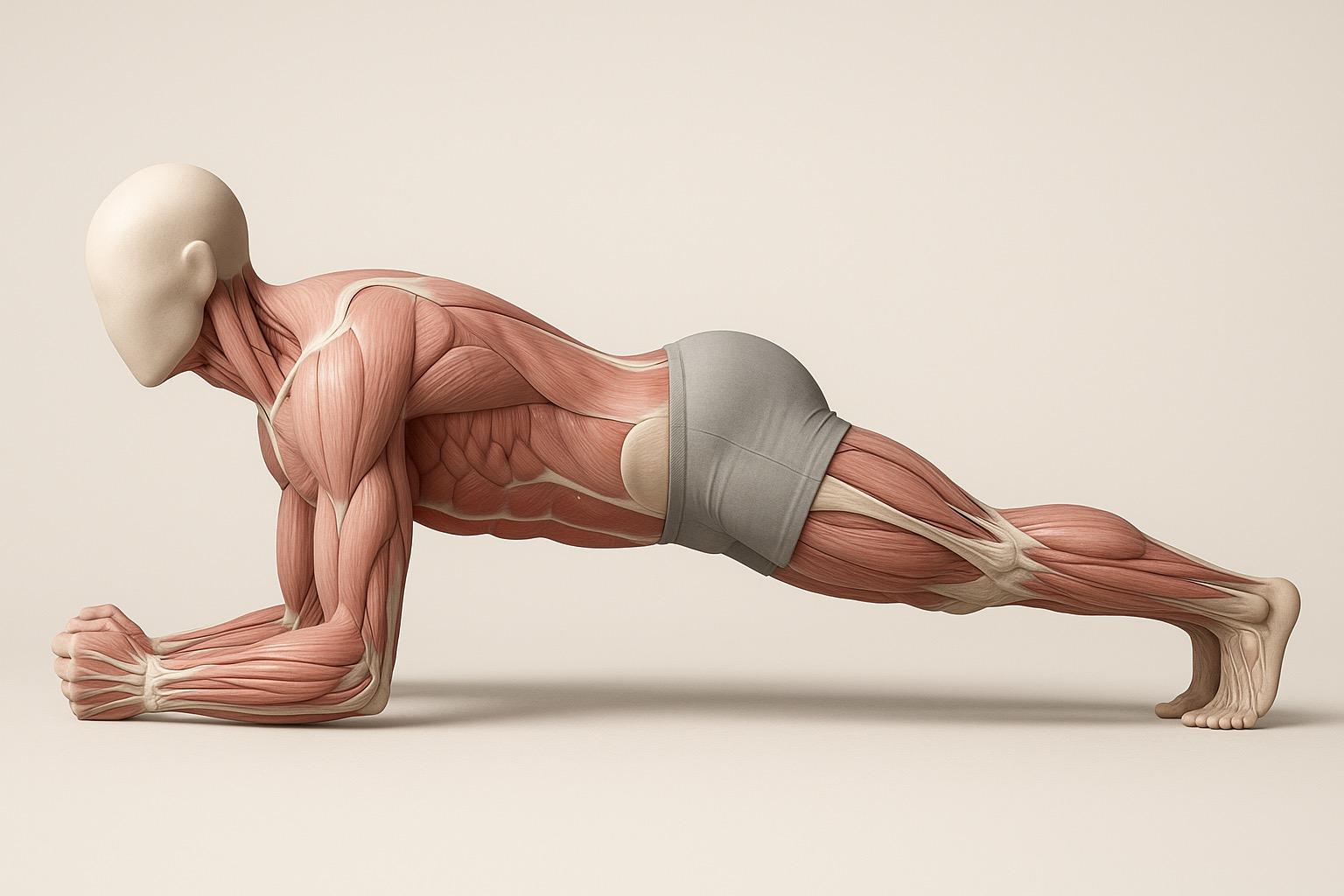 Lámina anatómica de la plancha con musculatura profunda de tronco