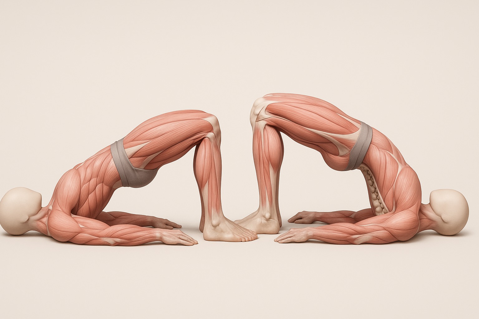 Comparación anatómica de pelvis neutra frente a hiperextensión lumbar en el puente de glúteo